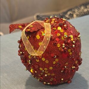 Sparkling Red Sequin Apple Decor